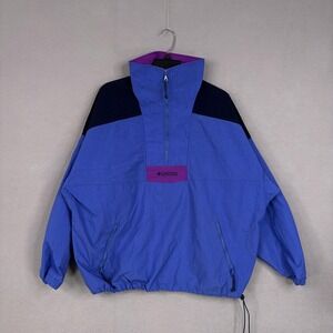 Vintage Columbia Jacket Womens XL Blue Purple Pullover Anorak Windbreaker 90s